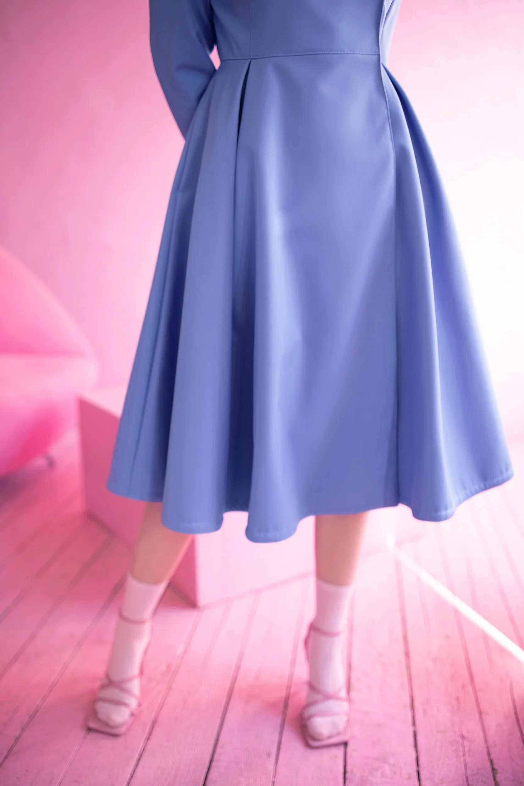 Double Breasted Trench Coat in Soft Blue | Blue Breeze - Image 5